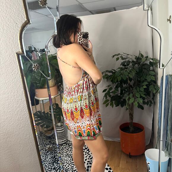 Zara Printed Embroidered Mini Dress Multi Size Medium - Picture 4 of 5